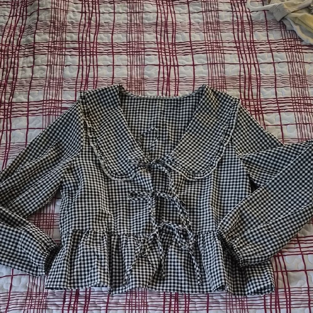 SHEIN Black and White Gingham Top
